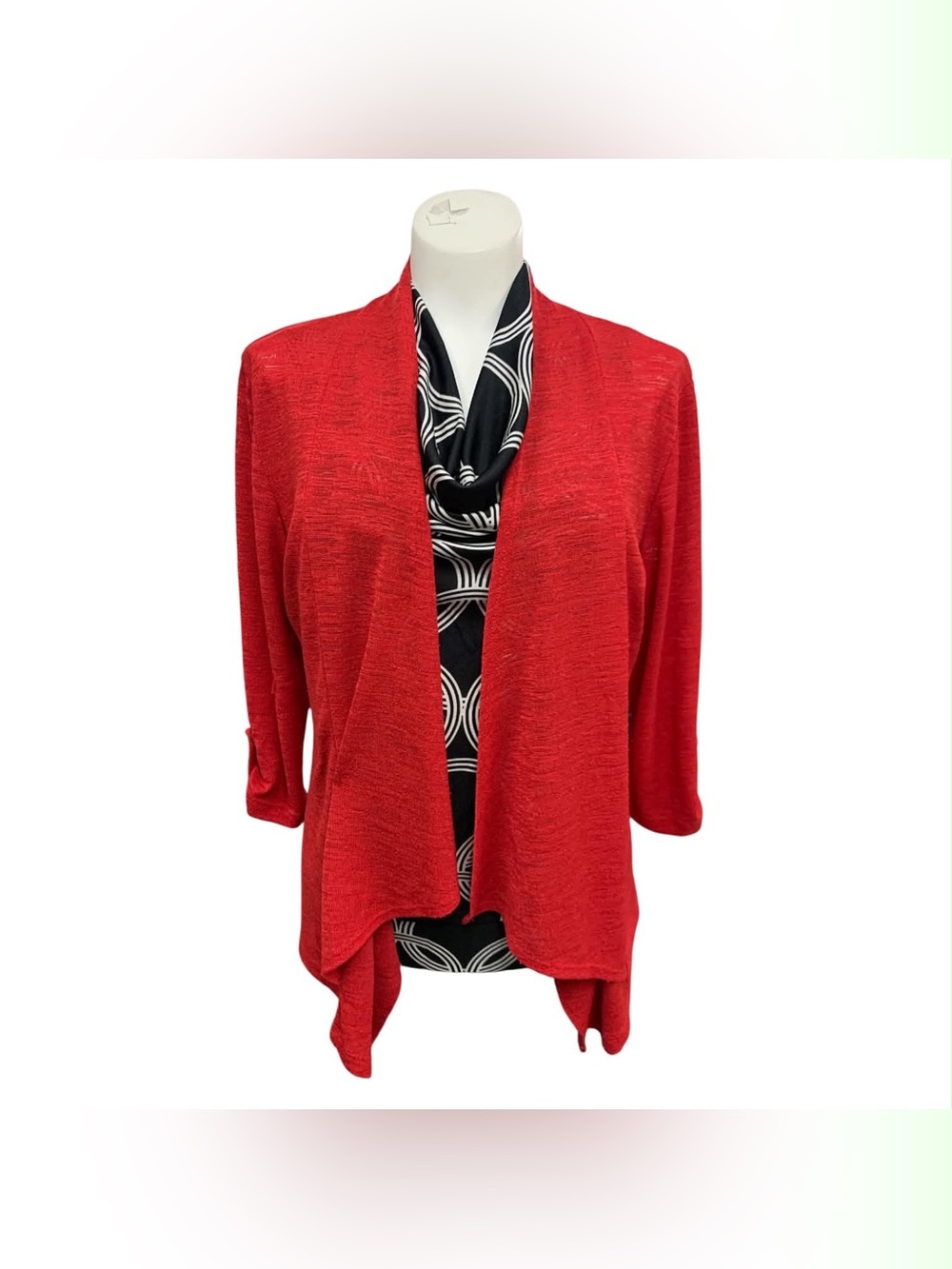 Brochure Red Open-Front Sweater Cardigan Size M